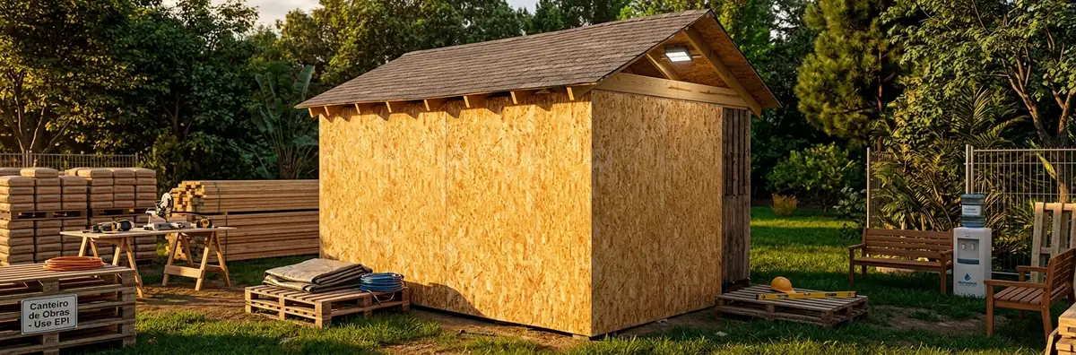 Construção revestida com chapas de OSB