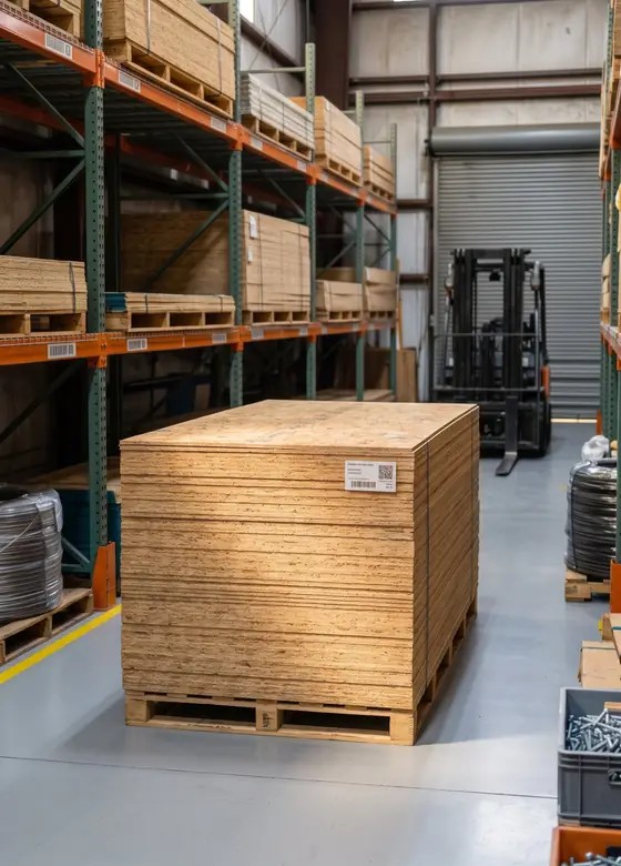 Pallet de chapas OSB no estoque